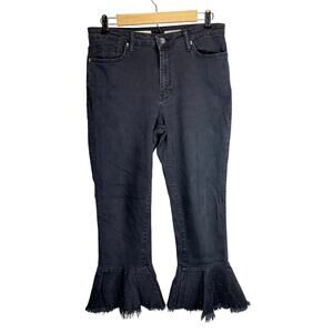 Pilcro Letterpress Anthropologie Black Crop Embellished Jeans Womens Size 29